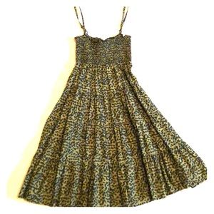Casual olive green animal print dress.